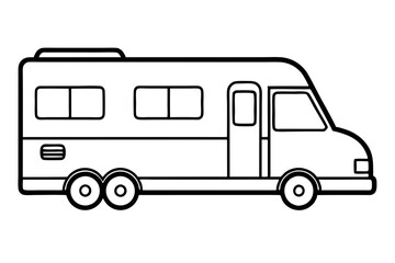 rv recreational vehicle line art silhouette vector illustration