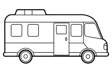 rv recreational vehicle line art silhouette vector illustration