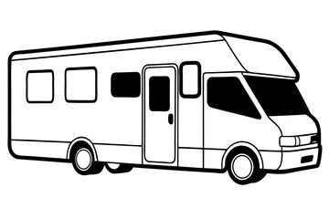 rv recreational vehicle line art silhouette vector illustration