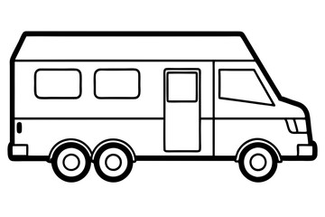 rv recreational vehicle line art silhouette vector illustration