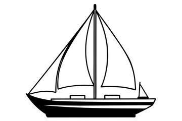 sailboat line art silhouette vector illustration