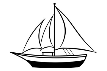 sailboat line art silhouette vector illustration