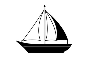sailboat line art silhouette vector illustration