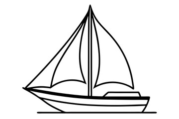 sailboat line art silhouette vector illustration