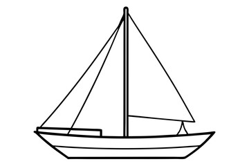 sailboat line art silhouette vector illustration