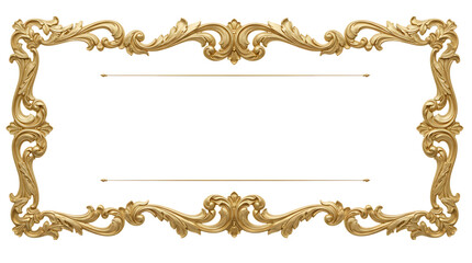 Ornate golden frame with floral and leaf designs on a black background space