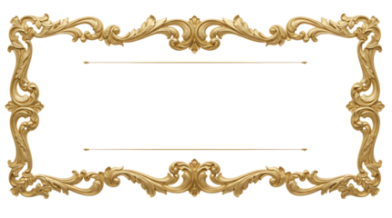 Ornate golden frame with floral and leaf designs on a black background space