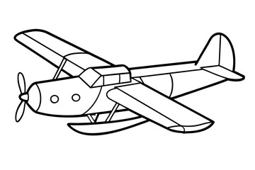 seaplane line art silhouette vector illustration