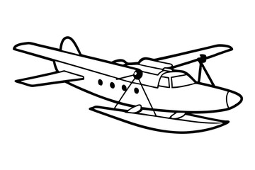 seaplane line art silhouette vector illustration