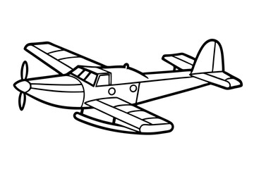 seaplane line art silhouette vector illustration