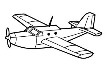 seaplane line art silhouette vector illustration