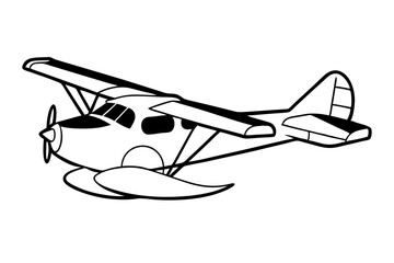 seaplane line art silhouette vector illustration