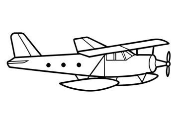 seaplane line art silhouette vector illustration