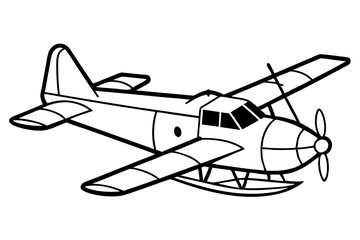 seaplane line art silhouette vector illustration
