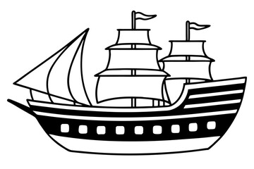 ship line art silhouette vector illustration