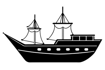 ship line art silhouette vector illustration