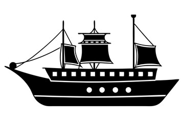 ship line art silhouette vector illustration