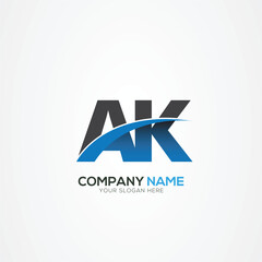 AK or KA Letter Logo Design with a Creative Cut Creative logo design