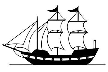 ship line art silhouette vector illustration