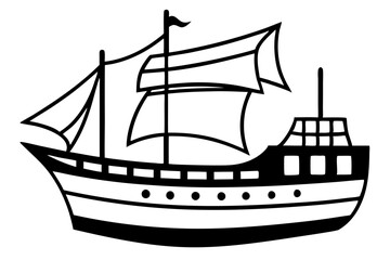 ship line art silhouette vector illustration