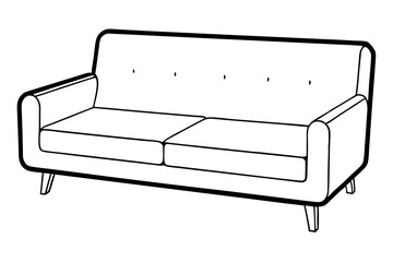 sofa line art silhouette vector illustration