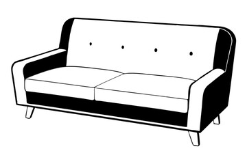 sofa line art silhouette vector illustration
