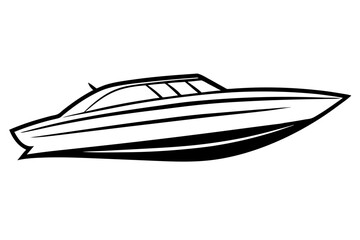 speedboat line art silhouette vector illustration