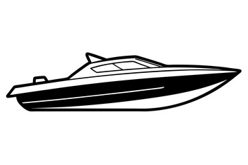 speedboat line art silhouette vector illustration