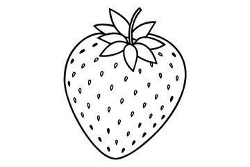 strawberry fruit line art silhouette vector illustration