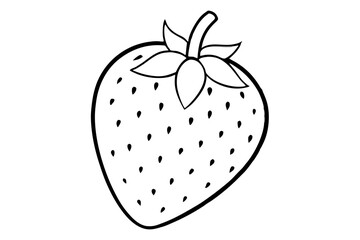 strawberry fruit line art silhouette vector illustration