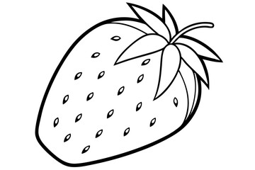 strawberry fruit line art silhouette vector illustration