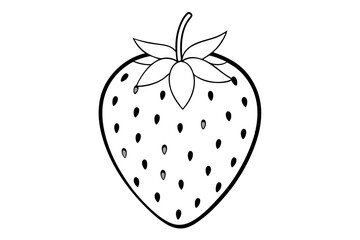 strawberry fruit line art silhouette vector illustration