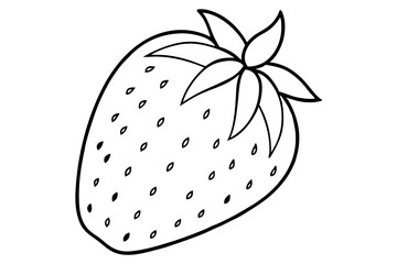 strawberry fruit line art silhouette vector illustration