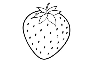 strawberry fruit line art silhouette vector illustration