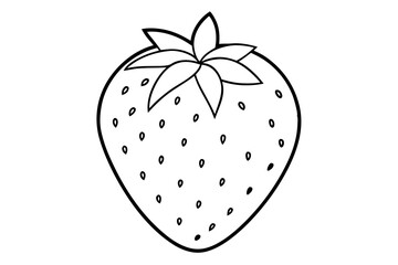 strawberry fruit line art silhouette vector illustration