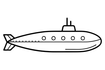 submarine line art silhouette vector illustration