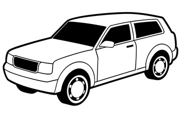 Fototapeta premium suv coupe car line art silhouette vector illustration