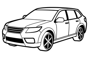 suv coupe car line art silhouette vector illustration