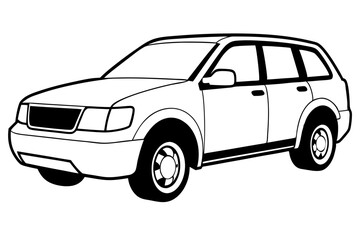 suv coupe car line art silhouette vector illustration