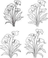 Seamless floral pattern with lilies and decorative flower elements in vintage style