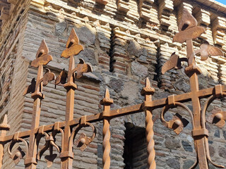 Top of an ornate iron fence