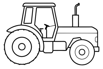tractor line art silhouette vector illustration