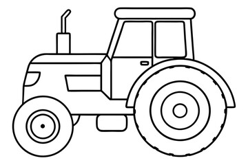 tractor line art silhouette vector illustration