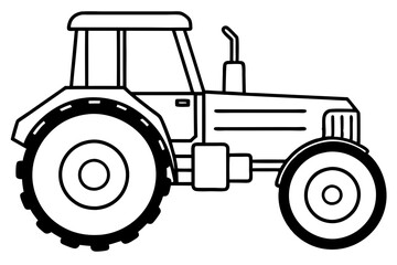 tractor line art silhouette vector illustration