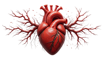 Realistic red anatomical heart illustration