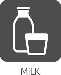 A milk dairy lactose bottle and glass food allergy icon concept. Possibly an icon for the allergen or allergy.