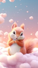 Fototapeta premium Squirrel dreamy wallpaper cartoon animal rodent.