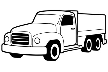 truck line art silhouette vector illustration