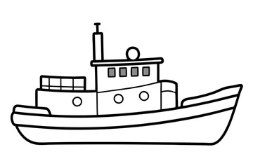 Fototapeta premium tugboat line art silhouette vector illustration