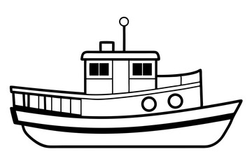 Obraz premium tugboat line art silhouette vector illustration